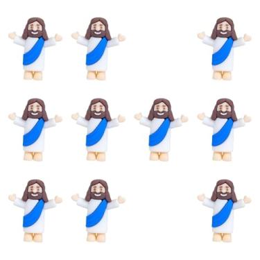 Imagem de YIJU 10 peças mini estatuetas de jesus decoração prateleira ornamento pintados à mão lembrancinhas de festa em miniatura brinquedos de jesus para mesa