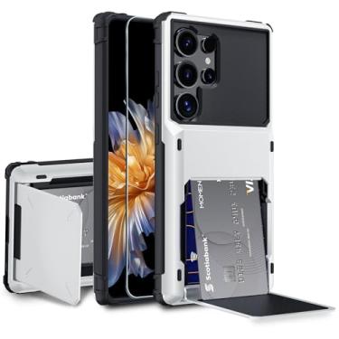Imagem de GOVTAN Capa compatível com Samsung Galaxy S25 Ultra 5G com suporte de cartão integrado [loja com 5 cartões], proteção RFID, capa de telefone resistente à prova de choque de TPU de camada dupla, branca