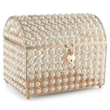 Imagem de MOLIGOU Caixa de cartão de casamento com cadeado de coração, porta-cartão, caixa de presente de envelope para recepção de casamento