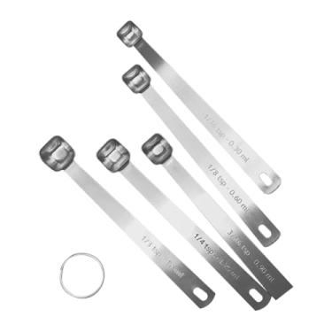 Imagem de GSHLLO Conjunto de 5 colheres medidoras pequenas de aço inoxidável, ferramentas de medição de especiarias de metal, mini ferramentas de medição de cozimento com medida para ingredientes líquidos secos