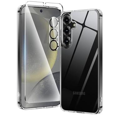 Imagem de Bitowik Capa transparente antiamarelamento para Samsung Galaxy S25 Plus com protetor de tela * 1 protetor de lente de câmera * 1, [proteção de grau Mil-Grade de 12 pés], capa para Samsung Galaxy S25