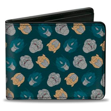 Imagem de Carteira Transformers, Bifold, Transformers Bumblebee Optimus Prime e Megatron Heads azul, couro vegano, 4.0" x 3.5", Casual