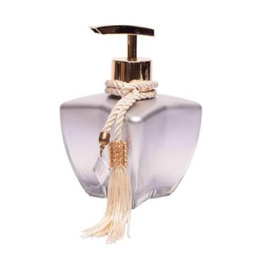 Imagem de Vidro Porta Sabonete Degrade Prata Lavabo Enfeite Luxo 280ml - Seven G