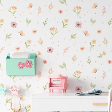 Imagem de Papel de Parede Aquarela Floral e Borboletas Junevil Delicado - DPBA170