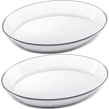 Imagem de 2 Refratários Grandes de Vidro Oval 3,2L Travessa Assadeira Marinex pa