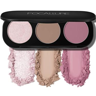 Imagem de FOCALLURE Paleta De Blush E Iluminador, Paleta De Contorno 3 Em 1, Pó Bronzeador Matte Sem Crueldade, Iluminadores Brilhantes Para Um Visual Brilhante, Nº 08