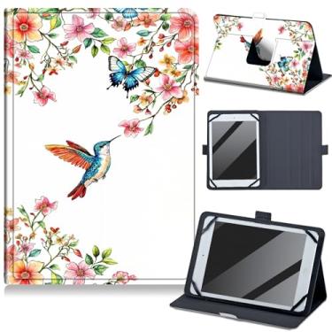 Imagem de Capa universal para tablet de 10,5 a 11,5 polegadas, compatível com Google Pixel Tablet de 11 polegadas versão 2023, [com 4 anéis fixos] capa de proteção de couro PU ajustável à prova de choque, flor