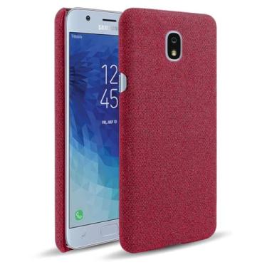 Imagem de Capa para Samsung Galaxy J7 2018,Capa desenhada em lona,Case Protetora Ultrafina com Empunhadura Macia,Design em Tecido Antichoque e Antiarranhões-Red