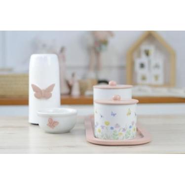 Imagem de Kit Higiene Bebê Porcelana Borboleta Rosê Menina Quarto Cuidados K205 