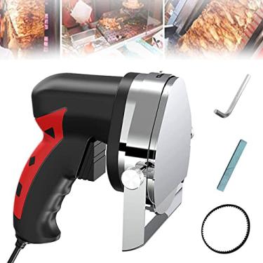 Imagem de MLUENF Máquina sólida, faca elétrica para Kebab, cortador de churrasco manual, faca de açougueiro, cortador de Kebab de aço inoxidável, espessura ajustável