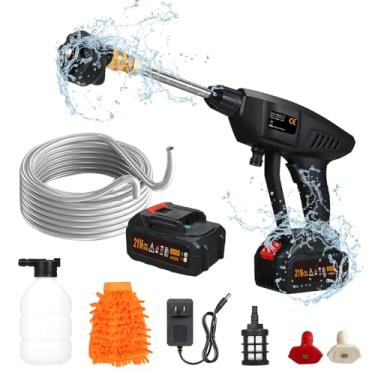 Imagem de SZITW Lavadora elétrica sem fio 6 em 1 spray 60Bar 300 W Máquina lavadora de alta potência com bateria recarregável para limpeza de piso de cerca de carro Rega com caixa de ferramentas