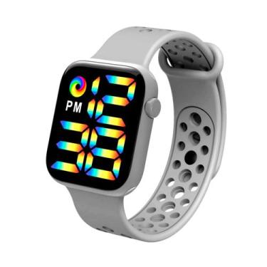 Imagem de Relógio LED Arco-íris Luminoso Silicone Esportivo Digital Masculino e 