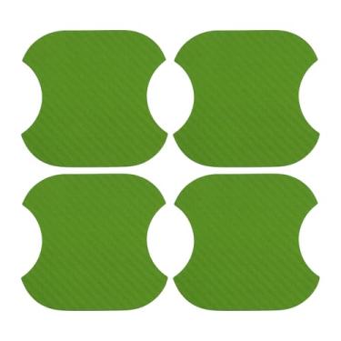 Imagem de TUCKBOLD Ímã do carro maçaneta da porta do carro protetor contra arranhões 91 x 93 mm antiarranhões | Alça de porta película protetora fibra verde 4 peças