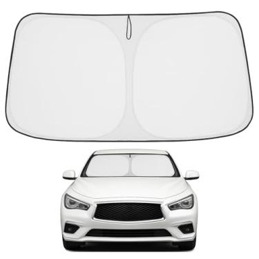 Imagem de Proadsy Protetor solar para para-brisa 2025 com ajuste personalizado Infiniti Q50 2014-2025 4 camadas protetor solar frontal dobrável blocos de viseira de sol raios UV mantêm o refrigerador do carro