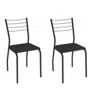 Imagem de Cadeira de Jantar Kappesberg Malta de Metal com Assento Estofado Cor Preto Fosco 2 Unidades