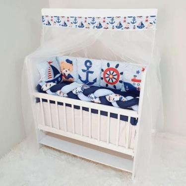 Imagem de Kit Mini Berço 12 peças  Saia de Berço Menino Marinheiro - Carinha de 