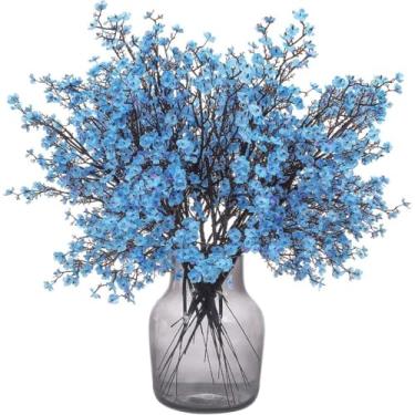 Imagem de Ramo de Cerejeira Azul Flores Artificial Floral Folhagem P/Decoração Casamento, Arranjos, Decorar Festas(3)