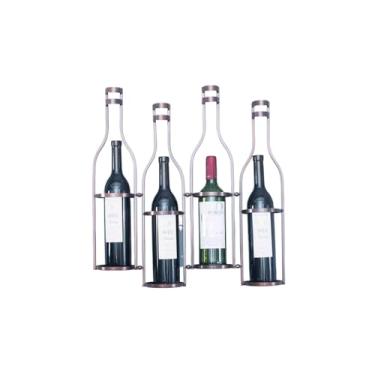 Imagem de Suporte para Vinhos Rack de vinho montado na parede, prateleira de vinho para casa, prateleira de exibição de garrafa de parede, pingente moderno e simples Porta-Garrafas(Metallic,Pequeno)