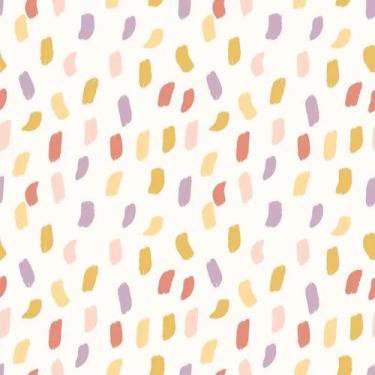 Imagem de Papel de Parede Vinílico Mini Pinceladas lilás, vermelho e mostarda re