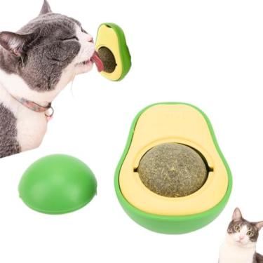 Imagem de Brinquedo Abacate Giratório 360° Para Gatos, Com Catnip Erva Gato Natural Com Bola de Lamber
