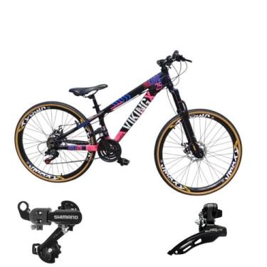 Imagem de Bicicleta Aro 26 Vikingx Aluminio Tuff 25 Mtb 24v Cambio Shimano Diant