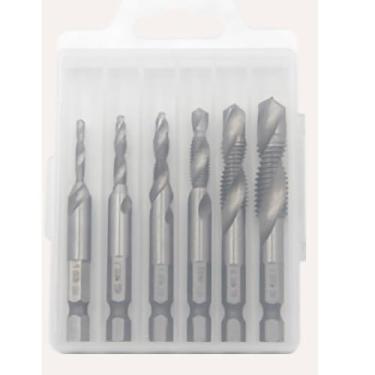 Imagem de Torneira Composta de Aço de Alta Velocidade Linha, Torneiras Broca de 6 Pces para Perfurar e Bater, Design Espiral para um Melhor Processo de Limpeza Microplaqueta (Tipo