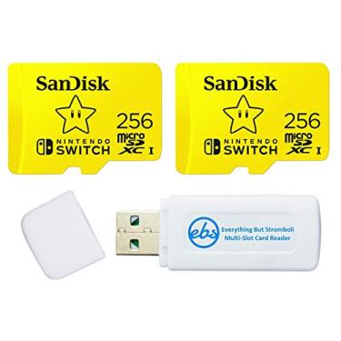 Imagem de Cartão de memória SanDisk Nintendo Switch MicroSD 256 GB (pacote com 2) para Nintendo Switch OLED modelo (SDSQXAO-256G-GNCZN) U3, classe 10, pacote UHD 4K com (1) leitor de cartão Everything But