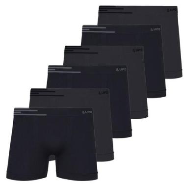 Imagem de Kit 6 Cuecas Box Sem Costura Boxer Lupo Microfibra Original, Preta com