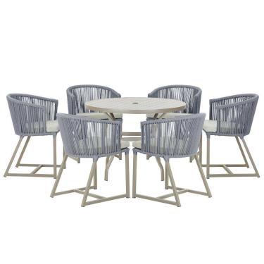 Imagem de Mesa com 6 Cadeiras de Jantar Roma 120cm e Noronha em Alumínio