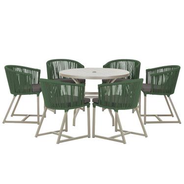 Imagem de Mesa com 6 Cadeiras de Jantar Roma 120cm e Noronha em Alumínio