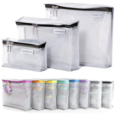 Imagem de MUMI Conjunto de 3 bolsas de higiene pessoal de viagem – bolsas de higiene resistentes à água para mulheres e homens – bolsas transparentes para produtos de higiene pessoal, cuidados com a pele