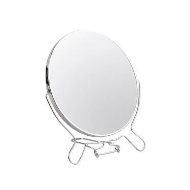 Imagem de ESPELHO REDONDO DE MESA DE METAL DUPLA FACE 18CM