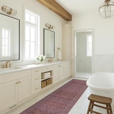 Imagem de Tapete turco Lavável Vintage Oriental Inspirado Tradicional Tapete Pequeno Moderno Tapetes de Entrada Luxo Entrada Quarto Banheiro Cozinha (395RR, 2'5 x 13'1)