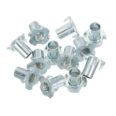 Imagem de PATIKIL Porcas em T M10, 12 peças de aço zincado com 4 pontas, porca cega de 20 mm de comprimento, quatro garras t porcas, inserções roscadas, ferragens para móveis de madeira, armários de escalada