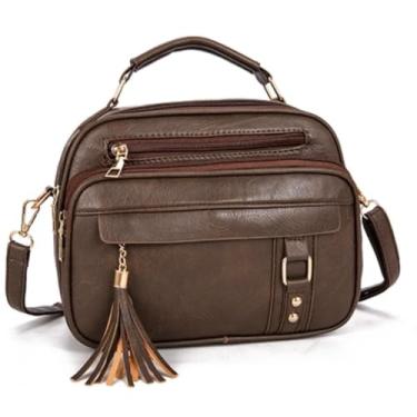 Imagem de Bolsa Feminina Com Alça Lateral Transversal Faixa de Mão De Couro(Coffee)