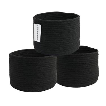 Imagem de XUANGUO Cestos De Armazenamento Algodão Trançado - Pacote Com 3 Caixas Redondas (25X25X18 Cm) Para Prateleiras, Armários E Estantes, Organizadores Corda Duráveis Berçário, Bebê, Brinquedos, Páscoa M