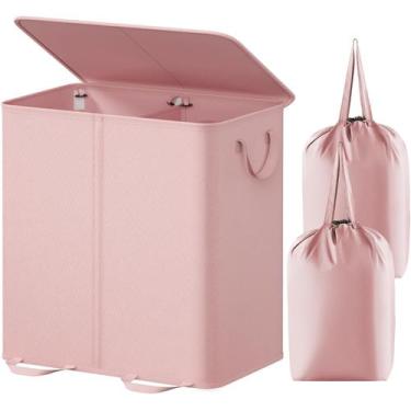 Imagem de Cesto de roupa suja Lifewit Double com tampa e sacos removíveis 136L