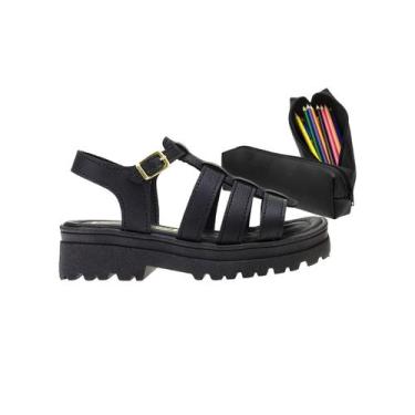 Imagem de Sandália Infantil Feminina Tratorada Tam 28-36 - Modelo Black Style + 