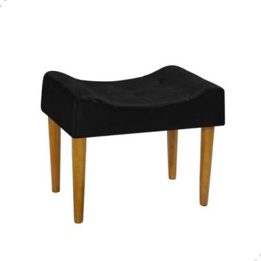 Imagem de Puff Banqueta Pés Palito Retro Retangular Penteadeira Cor Preta - DECO
