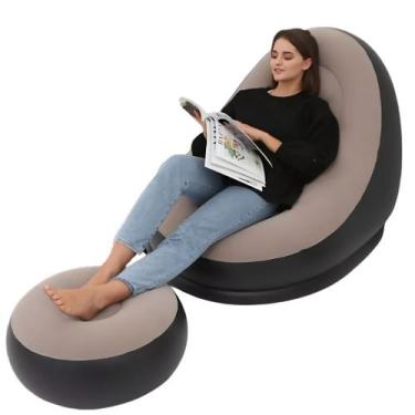 Imagem de Poltrona Inflável Confort Lounge com Pufe  Sofá Prático e Confortável 