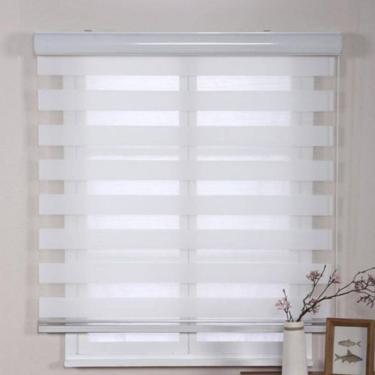 Imagem de Persiana Rolo Duplo Zebra Sunny Branca 100 (L) x 220 (A) Cortina Double Vision C/ Bandô 1,00 X 2,20
