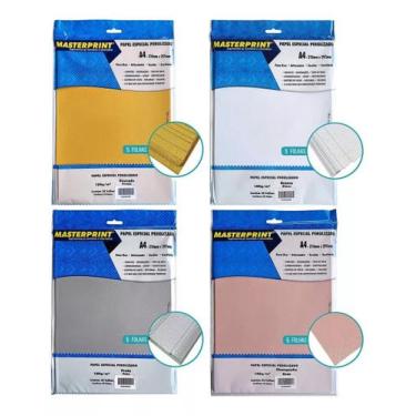 Imagem de Papel mix 4 cores perolizado/artesanato 180g a4 - 20 fls - Masterprint