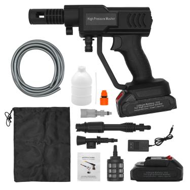 Imagem de DERASL Lavadora De Alta Pressão Sem Fio, Alimentada Por Bateria Com Mangueira 5 M, Bico Pulverização Ajustável, Potência Portátil Para Carro/Jardim/Piso, 2 X 1,5 Ah