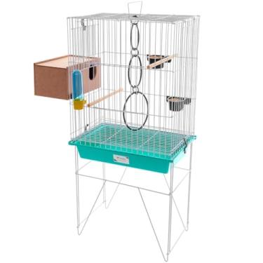 Imagem de Gaiola Criadeira Agapornis Mini Viveiro Com Ninho E Acessórios P/Pássaros Aves Completa(VERDE)