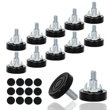 Imagem de Eunenete 12 peças M8 Thread Niveladores de pés para móveis, pés de nivelamento de móveis com porcas em T
