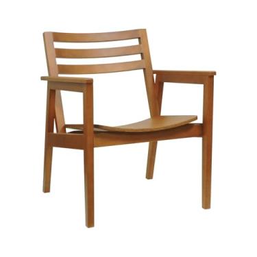 Imagem de Poltrona Cairo Madeira Maciça Encosto Ripado Assento Anatômico - Amêndoa - Madeira