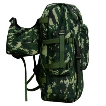 Imagem de Mochila Grande Capacidade Impermeavel Masculina Trilha Camping Viagem Acampamento Reforçada Cargueira Militar (CAMUFLADO VERDE)
