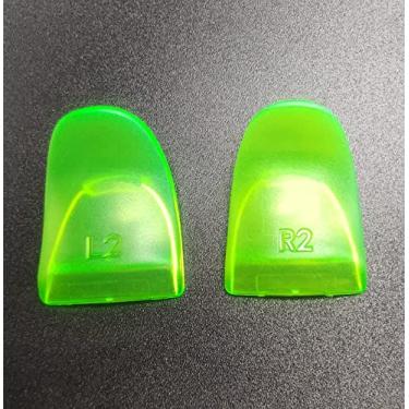 Imagem de 1 par de botões extensores de gatilho L2 R2 para controle Playstation 4, PS4, PS4, Slim Pro, transparente, verde