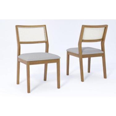 Imagem de Cadeira de Cozinha Bella Kit 2 Un Carvalho/Linho Cinza - Cimol