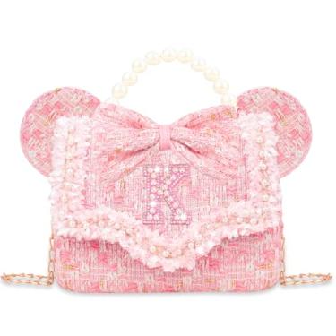 Imagem de Bolsa infantil de presente para meninas – Bolsa tiracolo para meninas, bolsa tiracolo com flores de pérolas, bolsas de ombro para princesas, rosa, K